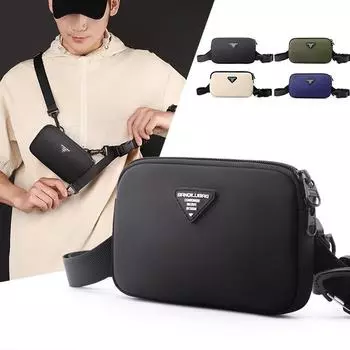 Мужская повседневная мини-сумка через плечо 2024 года - летняя модная сумка-мессенджер для мобильного телефона One Size чёрный