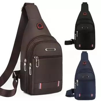 Мужская повседневная многофункциональная нагрудная сумка, нейлоновая сумка на плечо, двойная сумка для хранения, поясная сумка чёрный