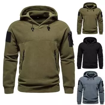 Мужская повседневная мода монохромный пуловер с капюшоном с длинным рукавом толстовка топы XL чёрный