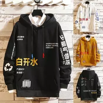 Мужская повседневная мода с принтом в стиле пэчворк, толстовка с длинными рукавами, свитер, топы L