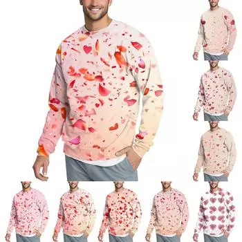 Мужская повседневная мода, удобная кофта-свитер с воротником на День святого Валентина, толстовка XL киноварь