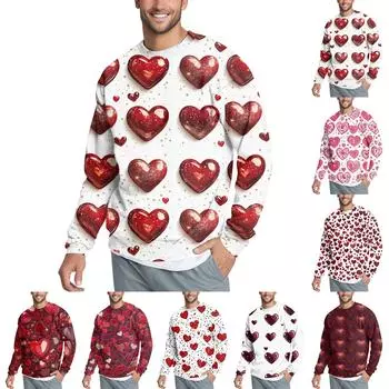 Мужская повседневная мода, удобная кофта-свитер с воротником на День святого Валентина, толстовка XL