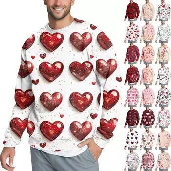 Мужская повседневная мода, удобная кофта-свитер с воротником на День святого Валентина, толстовка XXXL розовый