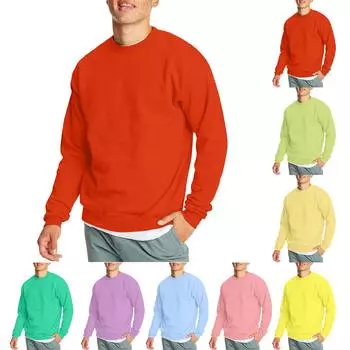 Мужская повседневная мода, удобная однотонная толстовка с круглым вырезом, свитшот L темно-зеленого