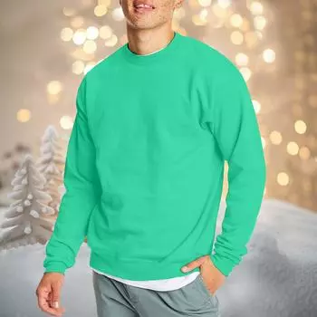 Мужская повседневная мода, удобная однотонная толстовка с круглым вырезом, свитшот S светло-фиолетовый