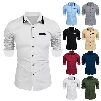 Мужская повседневная модная деловая мужская трендовая рубашка с длинными рукавами L