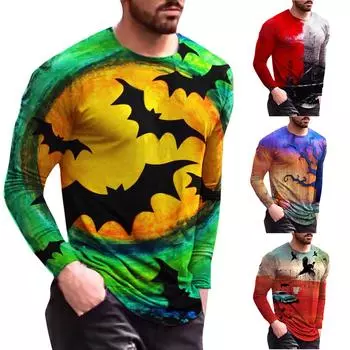 Мужская повседневная модная футболка с длинным рукавом с 3D принтом серии Хэллоуин XXXXXXL фиолетовый