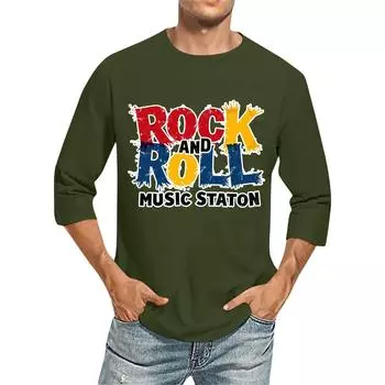 Мужская повседневная модная футболка с круглым вырезом и рукавом три четверти L