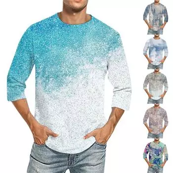 Мужская повседневная модная футболка с круглым вырезом и рукавом три четверти