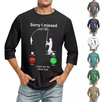 Мужская повседневная модная футболка с круглым вырезом и рукавом три четверти