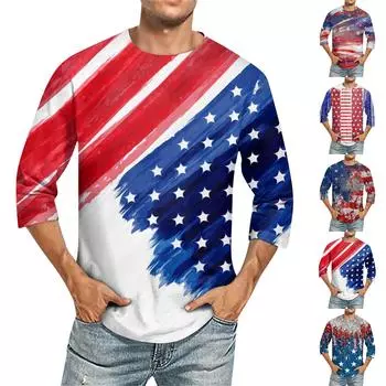 Мужская повседневная модная футболка с круглым вырезом и рукавом три четверти