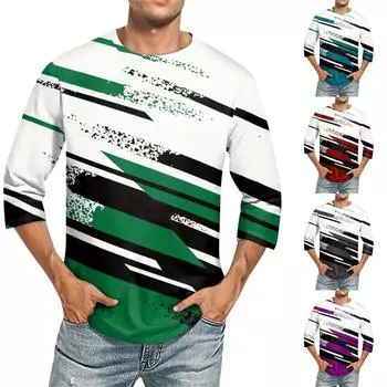 Мужская повседневная модная футболка с круглым вырезом и рукавом три четверти XXL фиолетовый