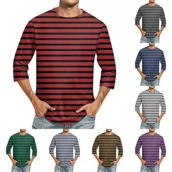 Мужская повседневная модная футболка с круглым вырезом и рукавом три четверти XXXXL