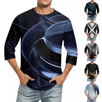 Мужская повседневная модная футболка с круглым вырезом и рукавом три четверти XXL белый