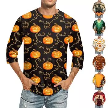 Мужская повседневная модная футболка с круглым вырезом и рукавом три четверти M