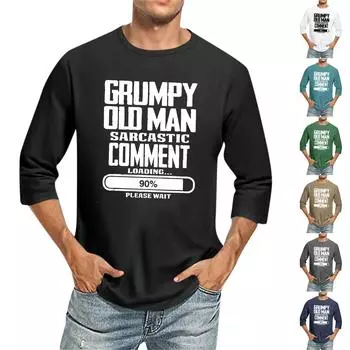 Мужская повседневная модная футболка с круглым вырезом и рукавом три четверти