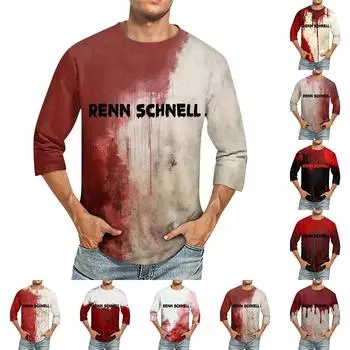 Мужская повседневная модная футболка с круглым вырезом и рукавом три четверти XXXXL хаки