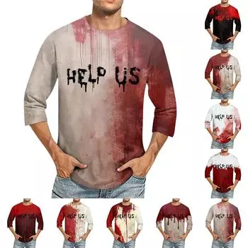 Мужская повседневная модная футболка с круглым вырезом и рукавом три четверти L