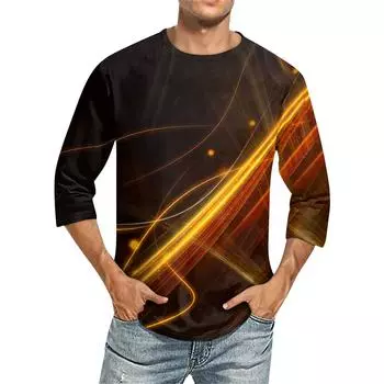 Мужская повседневная модная футболка с круглым вырезом и рукавом три четверти S