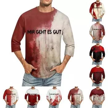 Мужская повседневная модная футболка с круглым вырезом и рукавом три четверти XXL хаки