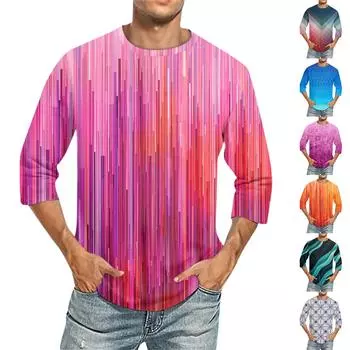 Мужская повседневная модная футболка с круглым вырезом и рукавом три четверти M