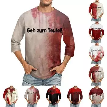 Мужская повседневная модная футболка с круглым вырезом и рукавом три четверти XXXXL хаки