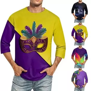 Мужская повседневная модная футболка с круглым вырезом и рукавом три четверти S