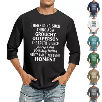 Мужская повседневная модная футболка с круглым вырезом и рукавом три четверти XXL