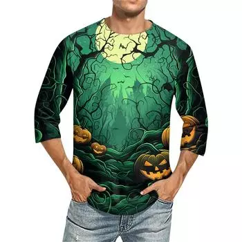 Мужская повседневная модная футболка с круглым вырезом и рукавом три четверти XL