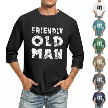 Мужская повседневная модная футболка с круглым вырезом и рукавом три четверти XXXXL чёрный