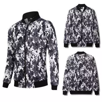 Мужская повседневная модная камуфляжная куртка с принтом и длинным рукавом L серый