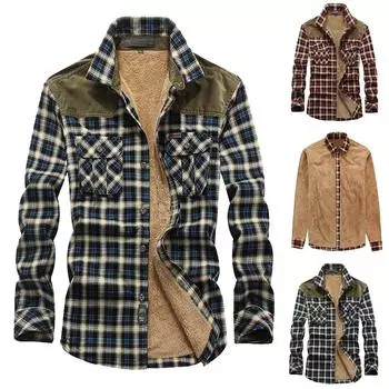 Мужская повседневная модная клетчатая печать, свободная рубашка с лацканами и длинными рукавами, топы, блузка L синий