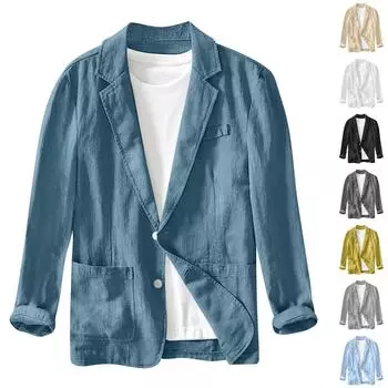 Мужская повседневная модная куртка, однотонная, с длинным рукавом, с карманами L бежевый