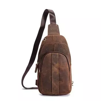 Мужская повседневная модная нагрудная сумка из натуральной кожи, сумка через плечо на одно плечо, рюкзак