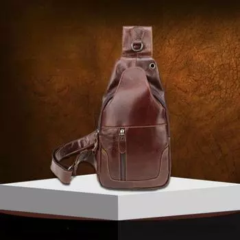 Мужская повседневная модная нагрудная сумка из натуральной кожи, портативная сумка-мессенджер из воловьей кожи с верхним слоем, корейская версия модной сумки 14cm*6cm*32.5cm коричневый