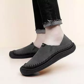 Мужская повседневная модная обувь Кожаные туфли без застежек Сшитые вручную повседневные туфли для ходьбы Мокасины дышащие для вождения 38-47 38