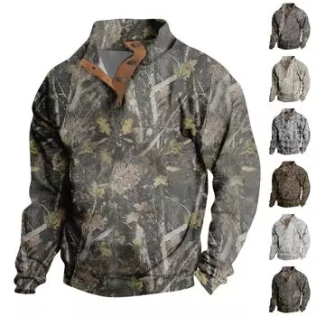 Мужская повседневная модная рождественская принтованная толстовка без капюшона, широкая мужская свободная толстовка с капюшоном и воротником-стойкой XXXL