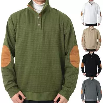 Мужская повседневная модная толстовка без капюшона, широкая мужская свободная толстовка с капюшоном и воротником-стойкой на пуговицах L армия зеленый