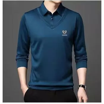 Мужская повседневная мужская модная бархатная подкладка из двух частей однотонная футболка осенне-зимняя молодежная майка для мальчиков M