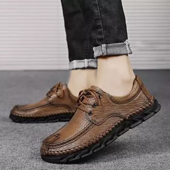 Мужская повседневная мужская обувь большого размера, обувь из коровьей кожи, мужская кожаная обувь, повседневная обувь, деловая официальная обувь 38 хаки