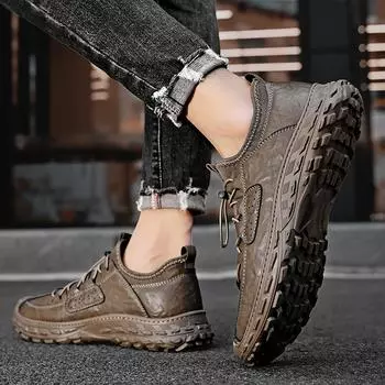 Мужская повседневная мужская обувь большого размера, кожаная обувь, мужская кожаная обувь, повседневная обувь, уличная модная мужская обувь на плоской подошве 38 чёрный