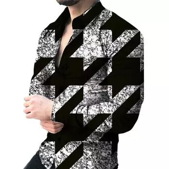 Мужская повседневная новая рубашка с длинными рукавами и клетчатым принтом