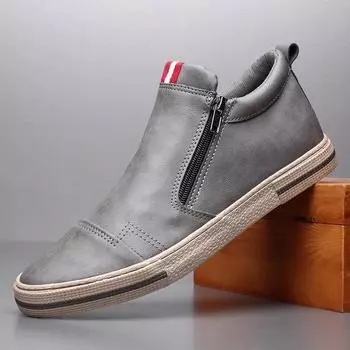 Мужская повседневная обувь 2024 года, новая обувь, мужская обувь, модные осенние повседневные мужские кроссовки с двойной молнией, универсальный тренд 38 чёрный