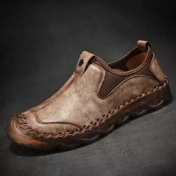 Мужская повседневная обувь без шнуровки ручной работы 39 коричневый