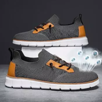 Мужская повседневная обувь больших размеров, модная британская мужская обувь Brock, сетчатая дышащая обувь для ленивых 39 серый