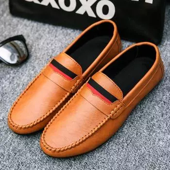 Мужская повседневная обувь больших размеров в британском стиле на плоской подошве, деловые кожаные туфли 39 жёлтый