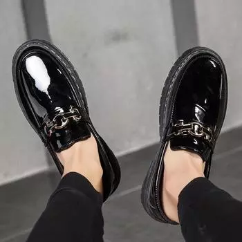 Мужская повседневная обувь Британская кожаная обувь Студенческая корейская версия Модная общественная молодежная дышащая мужская обувь Деловая маленькая кожаная обувь 40