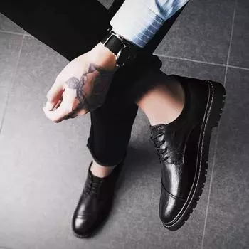 Мужская повседневная обувь, деловая, на плоской подошве, броги, формальная, мужская кожаная обувь, распродажа, новинка в категории Социальные взрослые 2024 года, тренд, низкая цена, элегантный 39