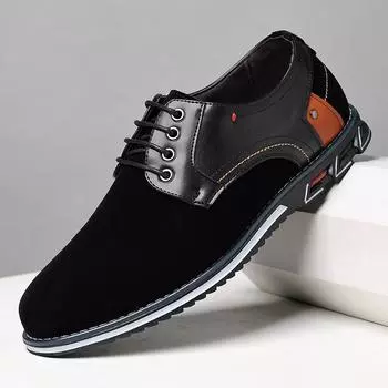 Мужская повседневная обувь, деловые удобные мужские туфли на платформе, модные мужские мокасины без застежек 39 чёрный