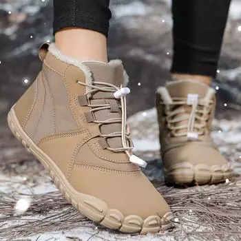 Мужская повседневная обувь для босых ног на снегу, новые зимние ботинки, рабочая обувь для улицы, женские теплые меховые мужские ботинки по щиколотку, мужские зимние ботинки большого размера 36 бежевый
